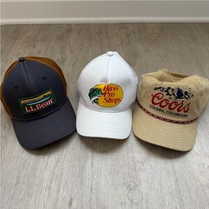 L.L.Bean, Bass Pro Shops, and Coors Trucker Hats